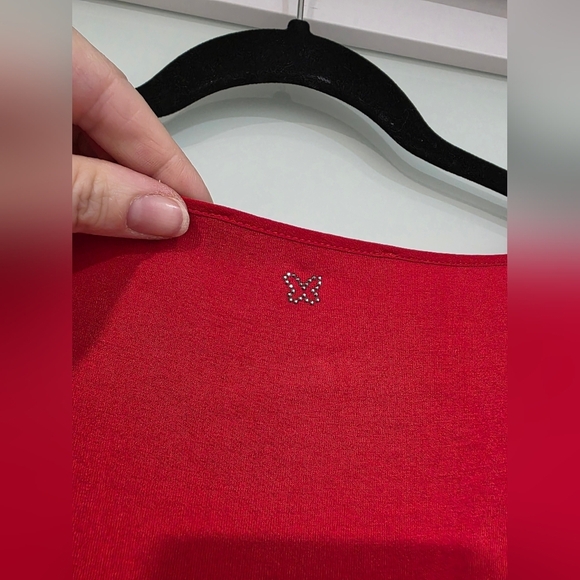 Weekend MaxMara Red Silk Peplum Short Sleeve T-Shirt - Picture 12 of 16